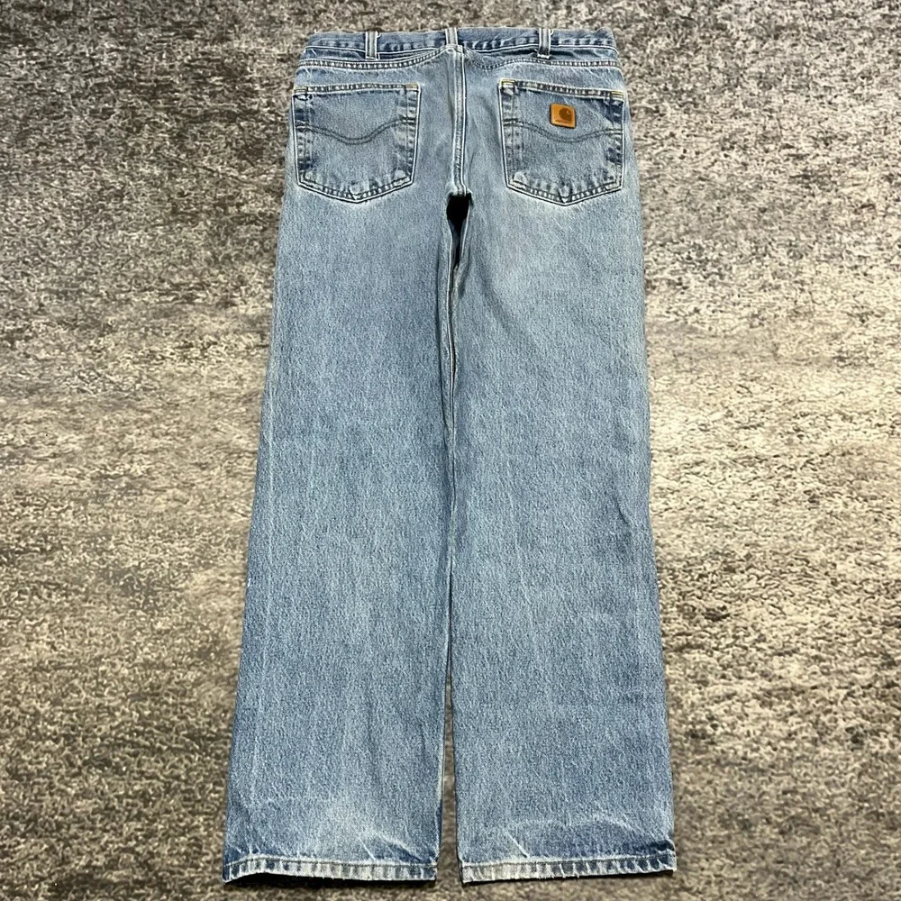 Carhartt Jeans Mens 34x30 Blue Faded Straight Traditional Fit‎ B480 DVB